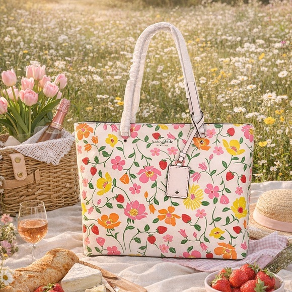 Kate Spade KG752 Strawberry Garden Large Tote | Pink Multi Floral | NWT $399 - Picture 3 of 11